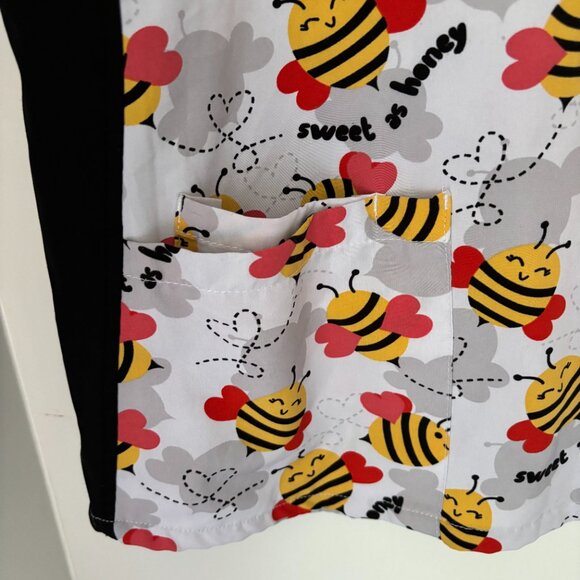 SCRUB JOY Performance V-Neck Medical Top Scrub BUMBLE BEE SWEET AS HONEY SIZE 2X - Picture 4 of 11